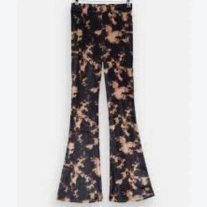 Velvet Tie Dye Printed Flared Pants High Rise